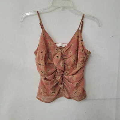 ASTR The Label Clay Floral Ruffle Top Womens XS Pink Strappy Cinched Smocked - Image 1 of 4