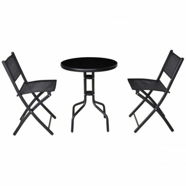 GoPlus OP70446 Bistro Set - Black/Brown (3 Piece)