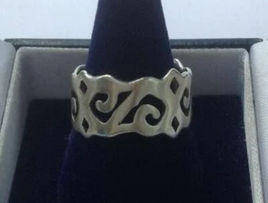 Handmade Retro 70s scroll pierce cut design sterling silver hippie wedding ring  - Picture 1 of 3