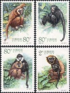 China 2002 Gibbons/Apes/Animals/Nature/Wildlife/Monkeys 4v set (b19487a)