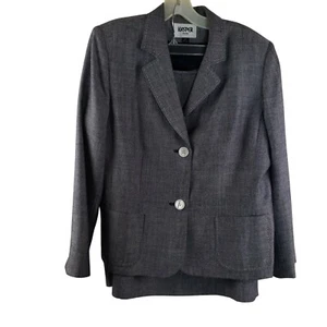 Kasper Women’s Black White Lined Suit Size 14P - Picture 1 of 9
