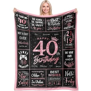 40th Birthday Gifts Women Blanket 50"x60" 40 Year Old Birthday Gifts for Wome... - Picture 1 of 6