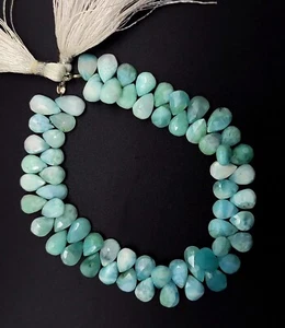 Natural Gem Larimar 9x6 to 10x7 mm Size Pear Shape Briolette Beads 8.5" Strand - Picture 1 of 7