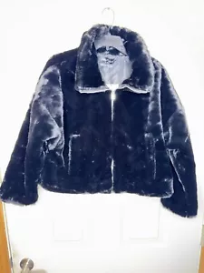 Zara Kunstfell Bomberjacke Schwarz Mantel Damen Medium Parka Weich Kuschelig Reißverschluss - Bild 1 von 14