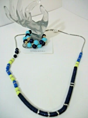 Ann Taylor Mujer Collar de Cuentas Azul Banana Republic Pulsera de Cuentas Nuevo con Etiquetas 39 Cada uno Foto 1 de 4