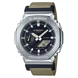 Casio G-Shock G-Stahl schwarzes Zifferblatt grün Nylon Herrenuhr GM-2100C-5A NEU mit Box - Bild 1 von 5