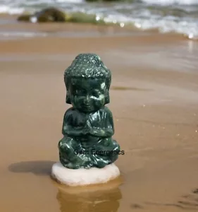Jade Buddha Statue Kristall betend Buddha Schnitzen Meditation Yoga spirituelle Heilung - Bild 1 von 2