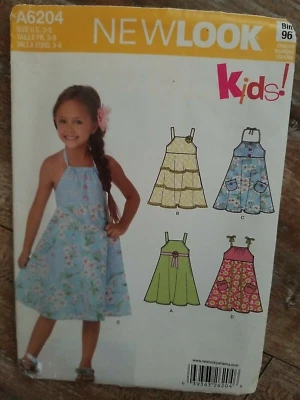 New Look Sewing Pattern 6204 Childrens Girls Sun Dresses Sizes 3-8 UC Summer - Image 1 of 2