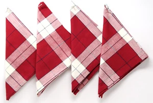 Set of 4 Cloth Napkins Red White Blue Plaid Dinner Cottagecore Farmhouse 18" - Picture 1 of 4