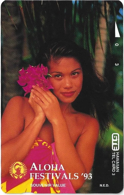 Scheda telefonica TK 221b 3u Aloha Festivals '93 - Polynesian Girl With Flowers