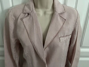 Michael Stars Pink Linen Unlined Blazer Jacket XS Loose Fit Business or Casual - Picture 1 of 22