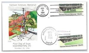 Memorial de Veteranos de Vietnam de Estados Unidos 1984 Cachet pintado a mano cubierta de primer día CL68 - Imagen 1 de 1