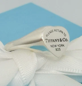 Size 5.5 Return to Tiffany Heart Signet Ring in Sterling Silver FREE Shipping - Picture 1 of 9