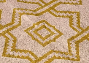 Off White Kilim Rug With Yellow Design Rug, Handwoven Rug, Fringes Jute Area Rug - Picture 1 of 7
