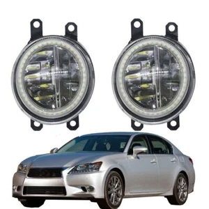 LED Fog Light + Angel Eye Rings Daytime Running Lights DRL Fit For Lexus GS - Picture 1 of 9