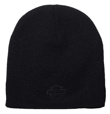 Harley-Davidson Men's Embroidered Tonal Bar & Shield Acrylic Beanie Hat - Black - Image 1 of 2
