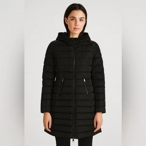 Moncler Long Black Taleve Giubbotto down coat size 00 - Picture 1 of 11