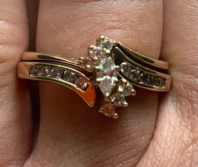 14k Gold Diamond Ring and Guard - Image 1 of 4