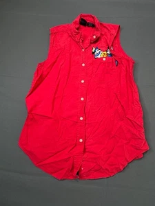 Vintage Mickey Unlimited Minnie Mouse Sleeveless Red Button Up Shirt Medium - Picture 1 of 10