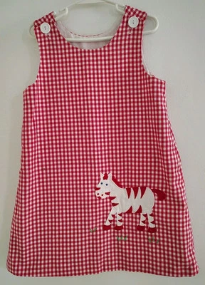 Vintage Kelly's Kid Girls Zebra Jumper Dress Red & White Gingham Checks Size 6 - Image 1 of 4