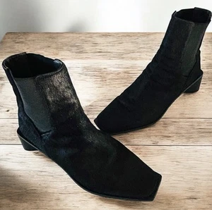 Wittner Yumi Ankle Boot Pony Hair Leather Gusset Sz 41 Black - Picture 1 of 10