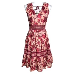 Kate Spade Dress 2 Red Pink Floral Paisley Blossom Sleeveless Boho A-Line - Picture 1 of 14