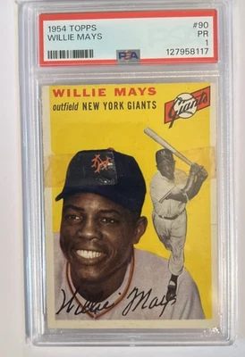 Tarjeta de béisbol 1954 Topps Willie Mays #90 PSA 1 PR (cinta) NY Giants Salón de la fama vintage Foto 1 de 2