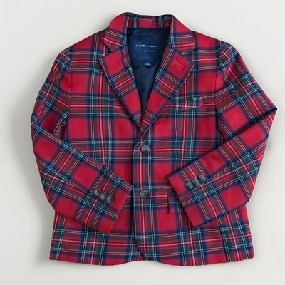 Блейзер шерстяной красный тартан для мальчика Janie and Jack размер 5 рождественский праздник опрятный клетчатый - Изображение 1 из 4