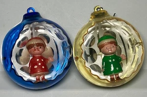 De colección Años 60 Jewelbrite (2 Piezas) Plástico Redondo Diorama Navidad Adornos Elfos - Imagen 1 de 8