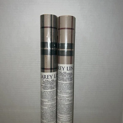 Papel pintado vintage Carey Lind 2 rollos dobles verde borgoña a cuadros 56 pies cuadrados/rollo Foto 1 de 4