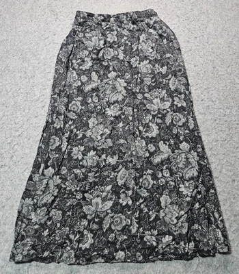 Van Heusen Blanco y Negro Floral Mujer Talla Mediana Larga Maxi Falda Foto 1 de 4
