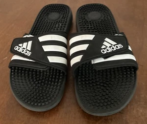 Adidas Adissage Slides, Mujer Talla 9 Negro Blanco Cierre Ajustable, Usado - Imagen 1 de 11
