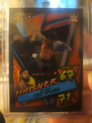 2021 Topps Chrome WWE Slam Attax #5/10 Jey Uso Finisher Uso Splash Black Refract - Image 1 of 3