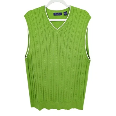 Alan Flusser Mens XL Knit Sweater Vest Sleeveless Top Green Cable Knit Preppy - Image 1 of 4
