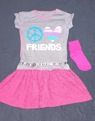 Vestido/calcetines "Friends" Xhilaration para niña talla 6-6X Foto 1 de 4