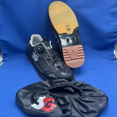 3G Dial Racer Bowling Shoes Mens 11.5 Right Handed Black Chrome Leather w/ Bolo - Image 1 of 4