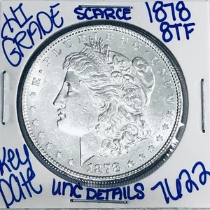 1878 8TF MORGAN SILBER-DOLLAR AUTHENTISCHE HOHE QUALITÄT US-PRÄGEANSTALT MÜNZE SCHLÜSSELDATUM 7622 - Bild 1 von 3