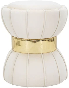 Mauro Ferretti Hocker Blume Ø 40x44 cm creme gold - Bild 1 von 6