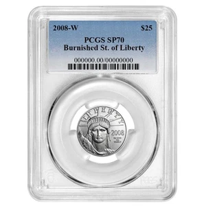 2008-W Burnished $25 American Platinum Eagle 1/4 oz PCGS SP70 Blue Label - Picture 1 of 3