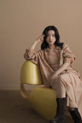 Camisa R13 Francesa Retro, Empalme a Cuadros Color Contraste Suelta Manga Larga Foto 1 de 4