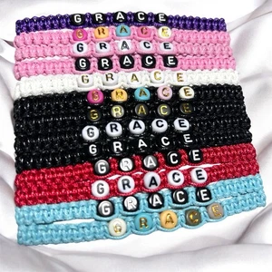 Handmade Personalised Bracelets Unisex Letter Beaded Bracelets Stackable - Picture 1 of 11