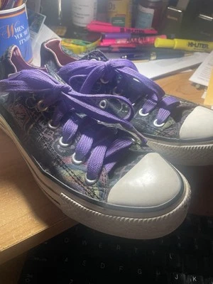 Converse All Star Ctas OX Women Shoes Black Purple 1Canvas Graffiti Sneakers, 7 - Image 1 of 4