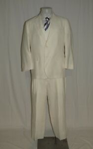 Brooks Brothers 1818 Madison Ivory 100% Linen Three Piece Two Button Suit 42S