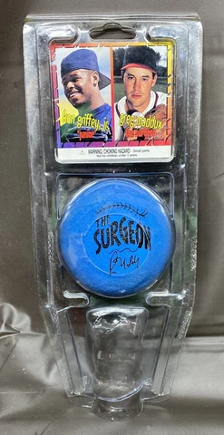 1996 Pizza Hut The Surgeon Foam Ball & Insert Card Ken Griffey Jr Greg Maddux Cover