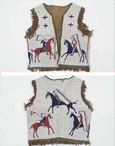 Old American Sioux Style Fully Beaded Front Suede Hide Back Powwow Vest NV53 - Bild 1 von 3