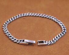 Real 925 Sterling Silver Chain Men Women 5mm Cuban Curb Link Bracelet 10-11g