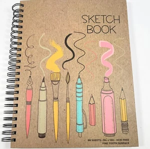 Sketch Book 9"x12" Drawing Paper Spiral Sketchbook 88 Sheets Fine Tooth Surface - Picture 1 of 4
