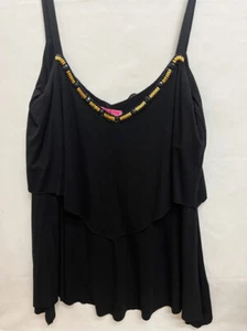 New Joyous & Free Black Ruffle Women's Spaghetti Strap Top Size Small - Picture 1 of 1