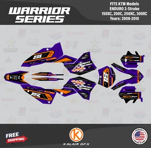 Kit Gráficos para KTM Enduro 150XC 200XC 250XC 300XC (2008-2010) Warrior - PÚRPURA - Imagen 1 de 6