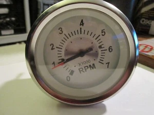 VEETHREE 3 3/8" WHITE PREMIUM TACHOMETER ONLY 0-7000 RPM CHROME RING RED NEEDLE - Picture 1 of 4